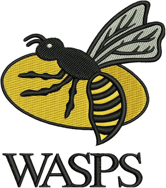 Diseño de bordado Wasps Rugby Football Club logotipo sobre tela
