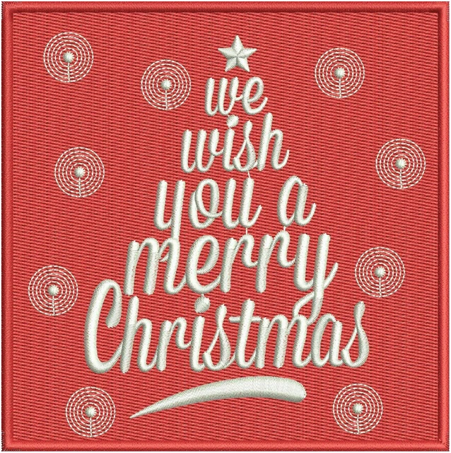 Diseño de bordado Bordado del texto We Wish You a Merry Christmas sobre tela