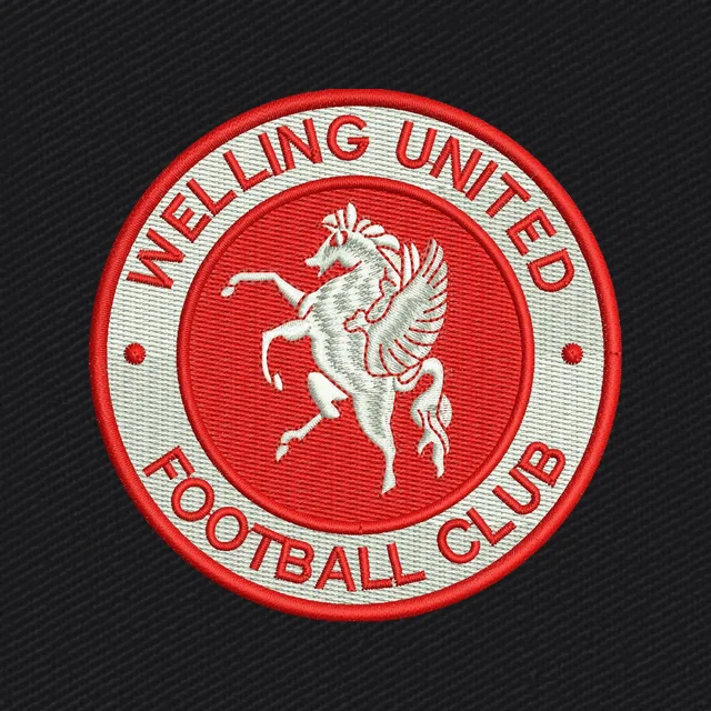 Welling United rotes rundes Pegasus-Abzeichen Stickdatei