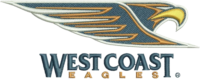 Diseño de bordado West Coast Eagles logotipo sobre tela