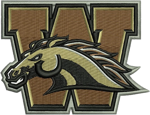 Diseño de bordado Logotipo del equipo de fútbol americano Western Michigan Broncos sobre tela