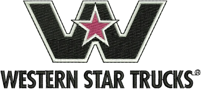 Stickdatei Western Star Truck Logo 2 Stickdatei auf Stoff gestickt