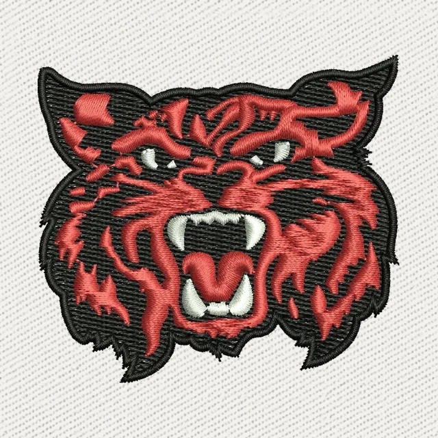Diseño de bordado felino rojo rugiendo Westland Hialeah