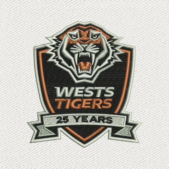 Wests Tigers 25 Years Schild Stickdatei