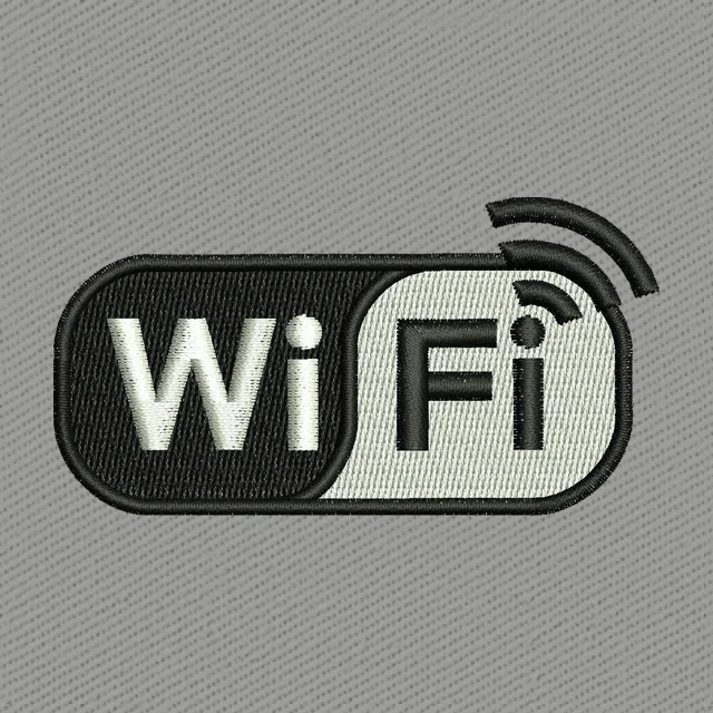 Wi-Fi Black and White Badge 3 Embroidery Design