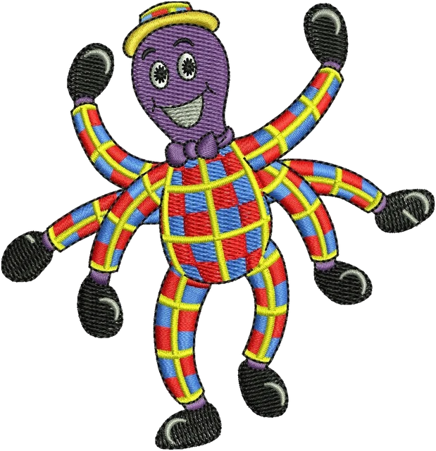 Wiggles Henry the Octopus Embroidery Design embroidery design shown stitched on fabric