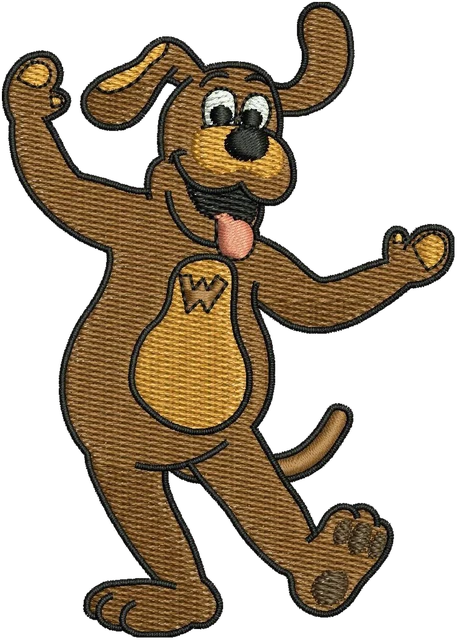 Wiggles Wags the Dog Embroidery Design embroidery design shown stitched on fabric