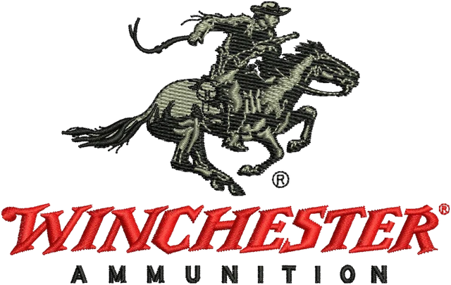Winchester Repeating Arms Company Logo Embroidery Design embroidery design shown stitched on fabric