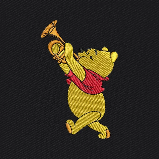 Winnie the Pooh Playing Saxophone Embroidery Design