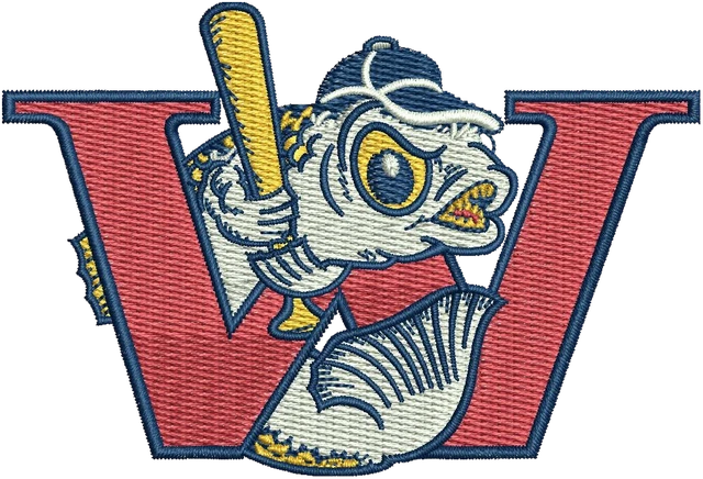 Winnipeg Goldeyes Logo Embroidery Design embroidery design shown stitched on fabric