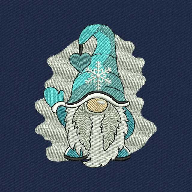Gnomo turquesa con gorro de copo de nieve
