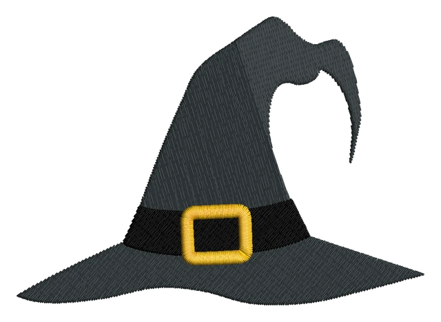 Motif de broderie Chapeau de sorcière brodé sur tissu
