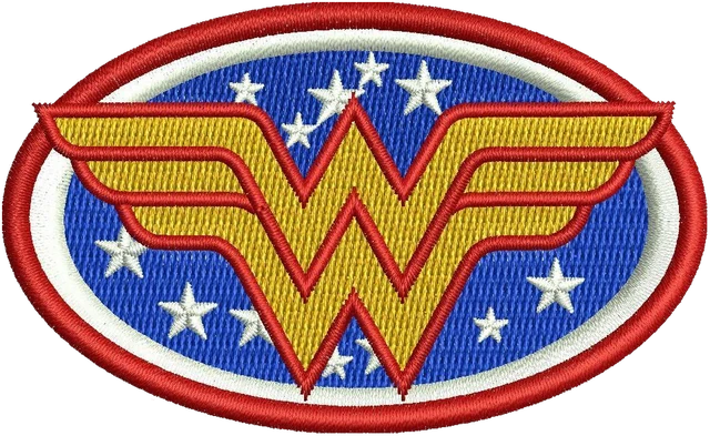 Wonder Woman Logo 2 Embroidery Design embroidery design shown stitched on fabric