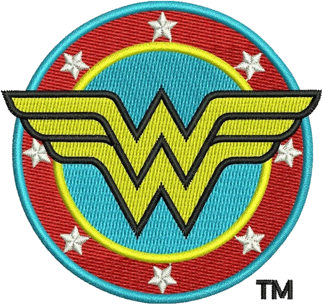Stickdatei Wonder Woman Logo 3 Stickdatei auf Stoff gestickt