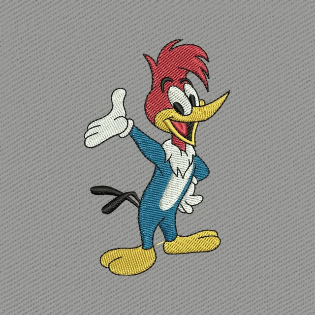 Diseño de bordado Pájaro Loco de pie con mano abierta