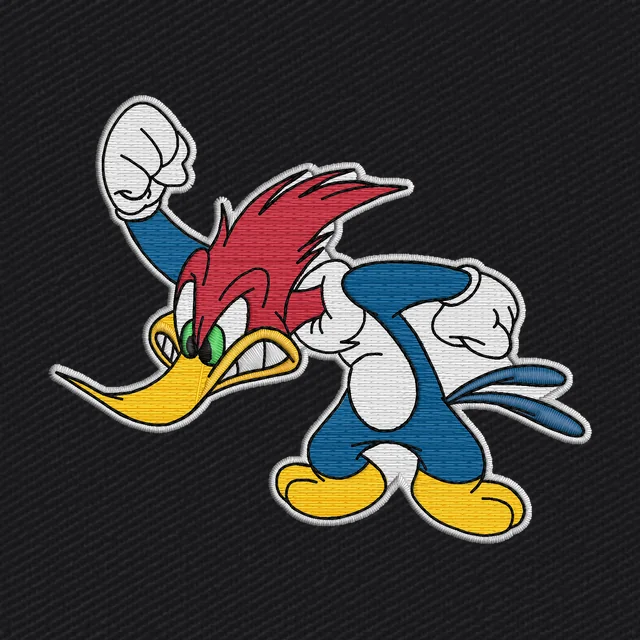 Diseño de bordado Pájaro Loco corriendo con puño alzado