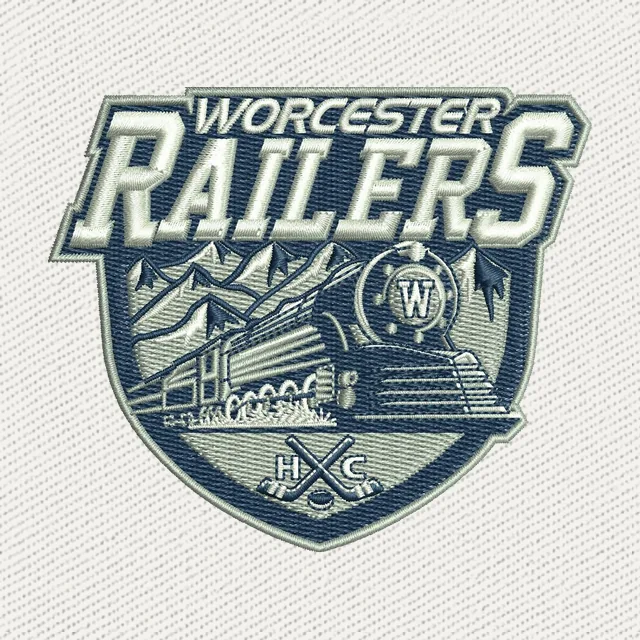 Worcester Railers HC Wappen mit Zug Stickdatei