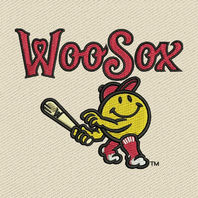 WooSox Smiley-Maskottchen mit Baseballschläger Stickdatei