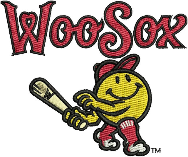 Diseño de bordado Diseño de bordado mascota WooSox con bate de béisbol sobre tela