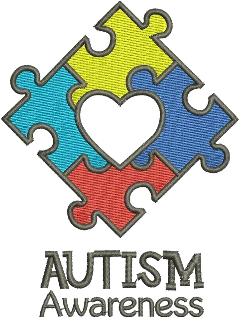 World Autism Awareness Day 2 Embroidery Design embroidery design shown stitched on fabric
