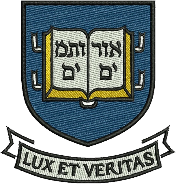 Yale University Logo Embroidery Design embroidery design shown stitched on fabric