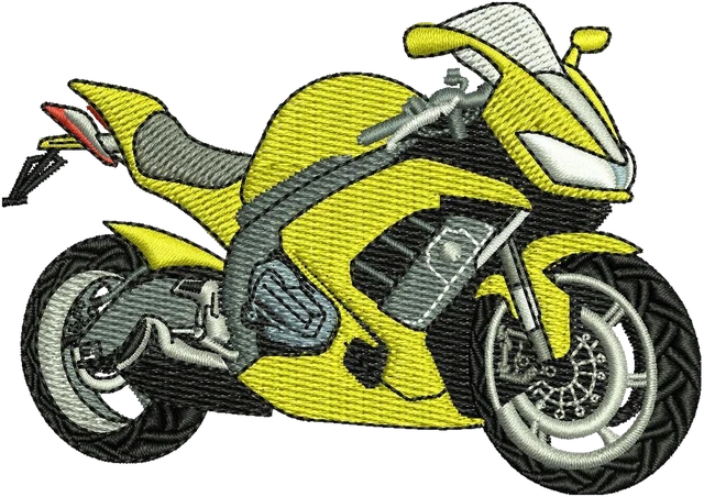 Ricamo Disegno da ricamo moto sportiva gialla su tessuto