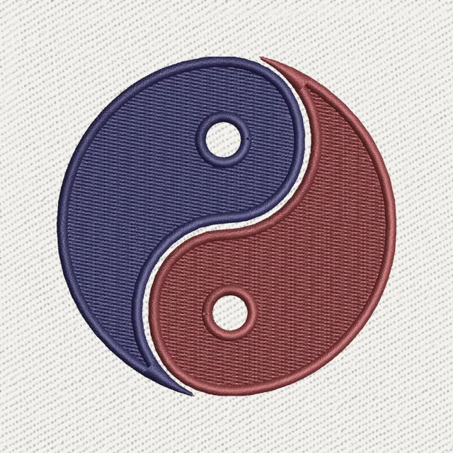 Yin-Yang Symbol in Marineblau und Bordeaux Stickdatei