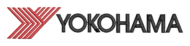 Yokohama logo Embroidery Design embroidery design shown stitched on fabric