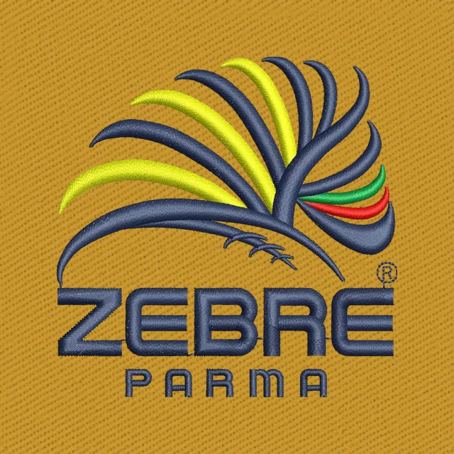 Zebre Parma mehrfarbiges Bogenlogo Stickdatei