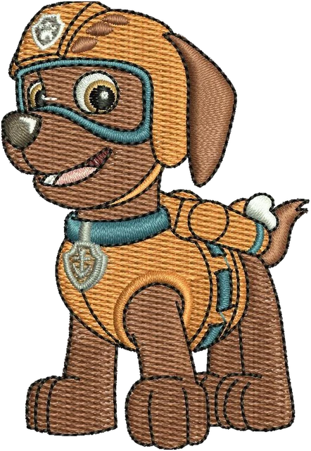 Zuma Paw Patrol Embroidery Design embroidery design shown stitched on fabric